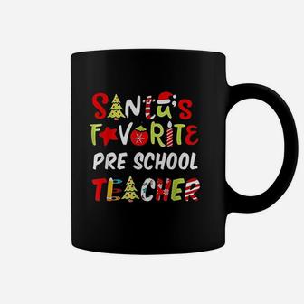 Santa's Favorite Pre School Teacher Funny Christmas Gift Coffee Mug - Seseable