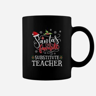 Santas Favorite Substitute Teacher Christmas Party Xmas Coffee Mug - Seseable