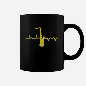 Saxophone Heartbeat T-shirt - Saxophone Player Shirt Coffee Mug - Seseable