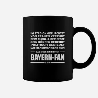 Schwarzes Bayern-Fan Tassen mit Spruch, Fußballfan Bekleidung - Seseable