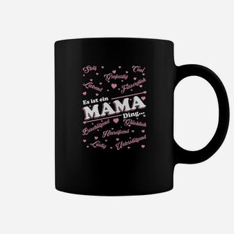 Schwarzes Damen-Tassen mit Mama-Print in Herzform, Geschenkidee - Seseable