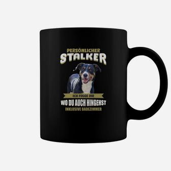 Schwarzes Hundemotiv Tassen Persönlicher Stalker, Lustiges Tierfreund-Tassen - Seseable