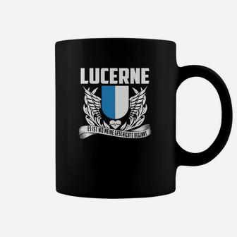 Schwarzes Lucerne Tassen mit Adler-Wappen, Souvenir Tee - Seseable
