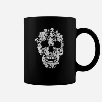 Schwarzes Tassen, Florales Totenkopf-Design, Modisches Tee - Seseable