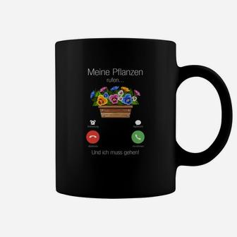 Schwarzes Tassen für Gartenliebhaber - Meine Pflanzen rufen, Lustiges Motiv - Seseable