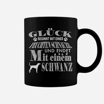 Schwarzes Tassen Glück mit Wedeln & Schwanz Hundemotiv - Seseable