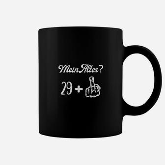 Schwarzes Tassen Mein Alter? 29+, Lustiges Finger-Zeichen Design - Seseable