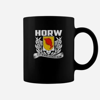 Schwarzes Tassen mit HORW Emblem & Motto, Exklusives Design - Seseable