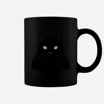 Schwarzes Tassen mit Katzengesicht, Leuchtende Augen Design - Seseable