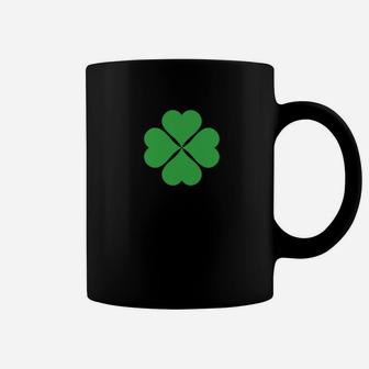 Schwarzes Tassen mit Kleeblatt-Muster, Irisches Glückssymbol - Seseable