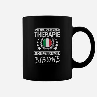 Schwarzes Tassen Therapie? Nur Bibione! mit Italien-Flagge - Seseable