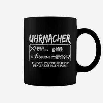 Schwarzes Tassen Uhrmacher-Spruch & Symbole, Lustiges Handwerker Tee - Seseable