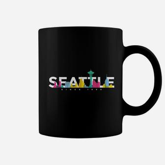 Seattle Skyline Retro Vintage Washington Coffee Mug - Seseable