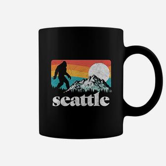 Seattle Washington Bigfoot Mountains 80s Graphic Coffee Mug - Seseable