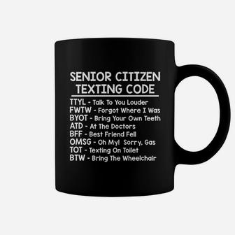 Senior Texting Grandparent Gift Humor Graphic Coffee Mug - Seseable