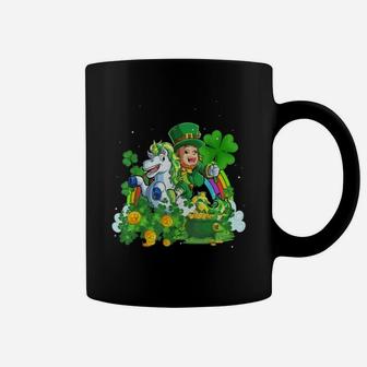 Shamrock St Patricks Day Leprechaun Riding Unicorn Irish Coffee Mug - Seseable