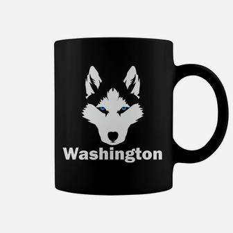 Siberian Huskies State Of Washington Husky Face Coffee Mug - Seseable