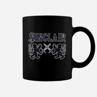 Sinclair Scottish Clan Kilt Lion Family Name Tartan Coffee Mug - Seseable