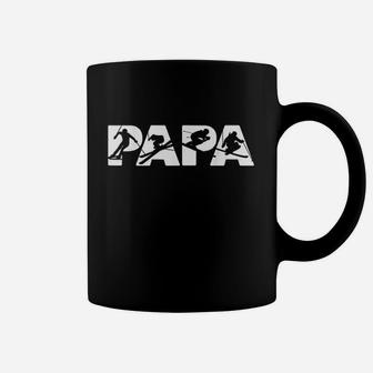 Skier Dad Funny Papa Skiing Father Gift Coffee Mug - Seseable