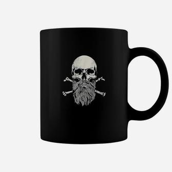 Skull And Beard Cool Bearded Skull And Crossbones Coffee Mug - Seseable