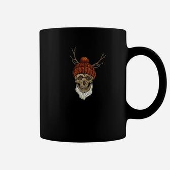 Skull Bearded Man Christmas Deer Reindeer Coffee Mug - Seseable