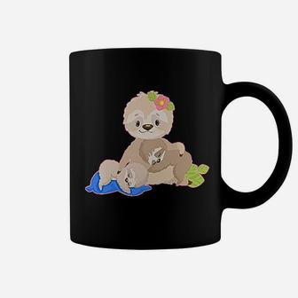 Sloth Mom With 2 Sleeping Baby Sloths Coffee Mug - Seseable
