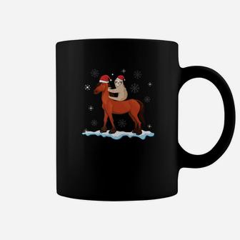 Sloth Riding Horse Walking Around Snow Christmas Cute Coffee Mug - Seseable