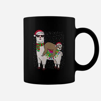 Sloth Riding Llama Christmas Gift Cute Sloth Llama Xmas Coffee Mug - Seseable