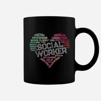 Social Worker Word Cloud Heart Social Work Gift Coffee Mug - Seseable