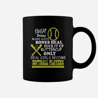 Softball Shirts Real Girls Become Softball Players Funny Coffee Mug - Seseable