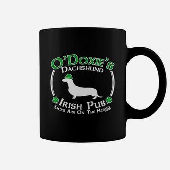St Patricks Day Dog Dachshund Doxie Irish Pub Coffee Mug - Seseable