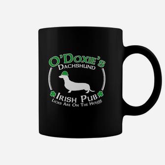 St Patricks Day Dog Dachshund Doxie Irish Pub Sign Ladies Coffee Mug - Seseable