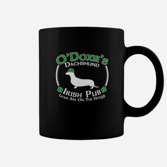 St Patricks Day Dog Dachshund Doxie Irish Pub Sign Young Coffee Mug - Seseable
