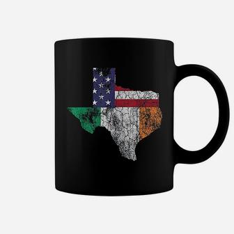 St Patricks Day Irish American Flag Texas Coffee Mug - Seseable