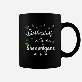 St Patricks Day Shamrock Bartenders Instigate Shenanigans Funny Saying Job Title Coffee Mug - Seseable