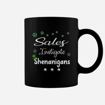 St Patricks Day Shamrock Sales Instigate Shenanigans Funny Saying Job Title Coffee Mug - Seseable