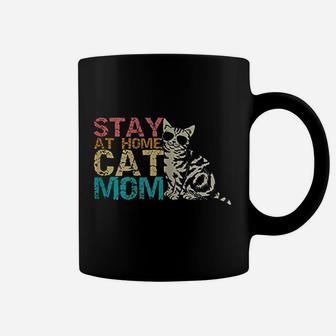 Stay At Home Cat Mom Retro Vintage Funny Cat Coffee Mug - Seseable