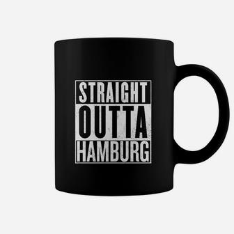 Straight Outta Hamburg Tassen, Schwarz mit Stadtnamen-Schriftzug - Seseable