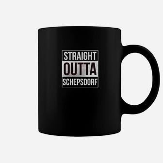 Straight Outta Schepsdorf Schwarzes Tassen, Schriftzug-Design - Seseable