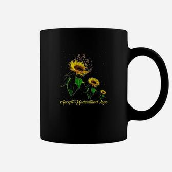 Sunflower Accept Understand Love Autism Awareness Month Gift Coffee Mug - Seseable