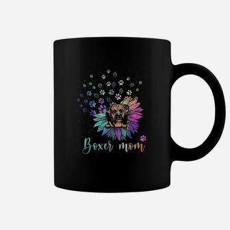 Sunflower Boxer Mom Tie Dye Dog Lover Coffee Mug - Seseable