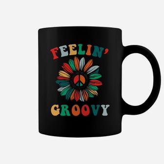 Sunflower Feelin Groovy Hippie Love Peace Sign Coffee Mug - Seseable