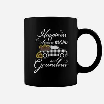 Sunflower Grandma Happiness Is Being A Mom And Grandma Coffee Mug - Seseable