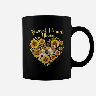 Sunflower Heart Basset Hound Mama Mothers Day Coffee Mug - Seseable