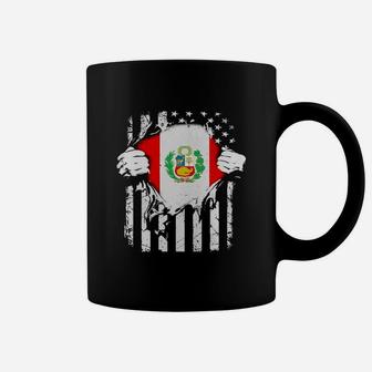 Super Peru Hearts American Patriot Flag Peruvian Coffee Mug - Seseable