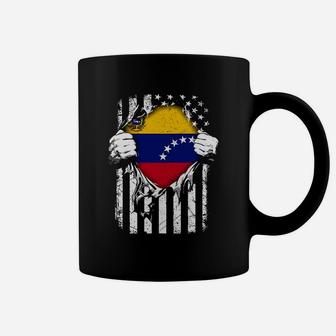 Super Venezuela Hearts American Flag Venezuelan Tshirt Coffee Mug - Seseable