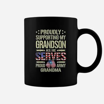 Supporting My Grandson As He Serves Proud Army Grandma Coffee Mug - Seseable
