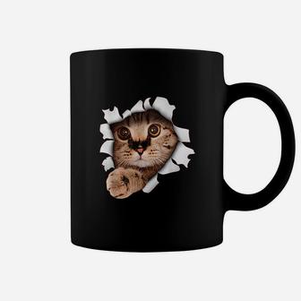 Sweet Kitten Cat Torn 3d Funny Cat Lover Coffee Mug - Seseable