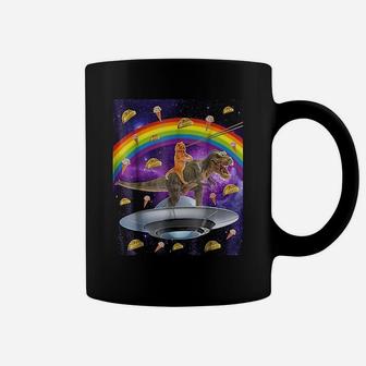 Taco Kitty Rainbow Laser Eye T Rex Riding Space Cat Coffee Mug - Seseable