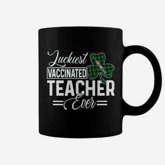Teacher Luckiest Vaccinated Patricks Day Coffee Mug - Seseable